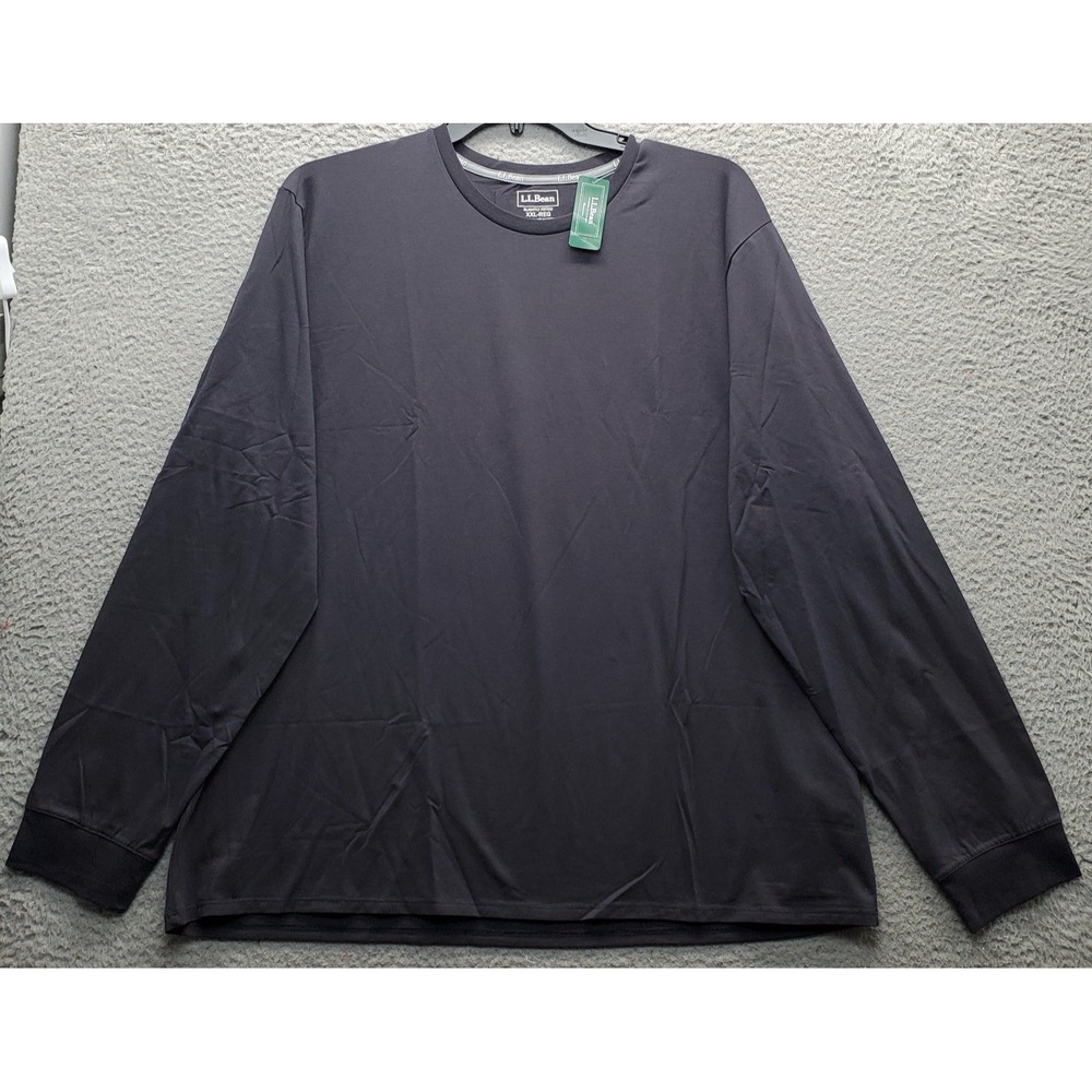 L.L. Bean Shirt Mens XXL Gray Performance Stretch Raglan Sleeve Pullover Tee